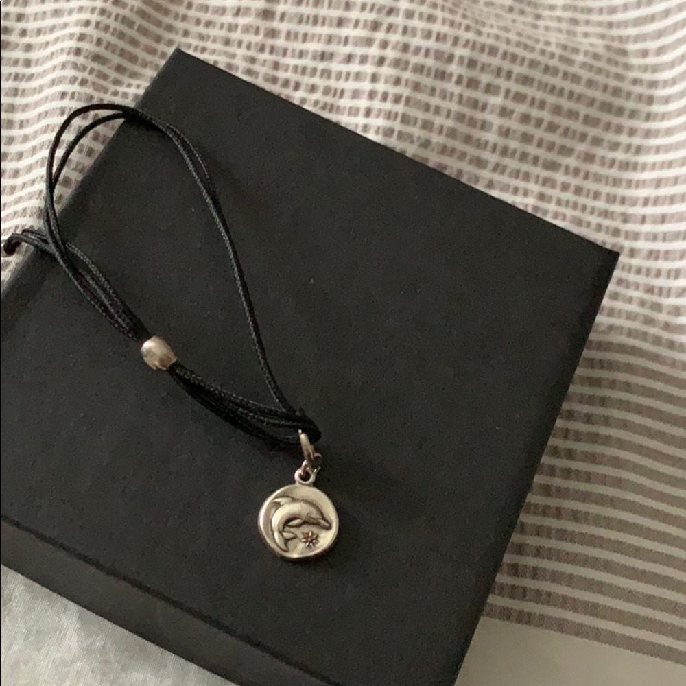 alex and ani black thread silver dolphin charm